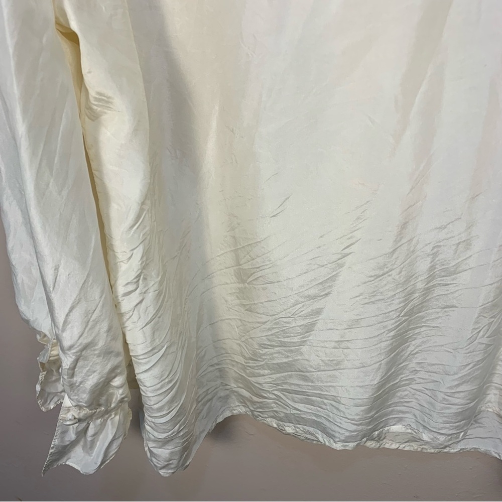 VTG Sophisticates Jonathan Martin 100% Silk Tunic Blouse Ruffle Collar Cuff - Picture 7 of 11
